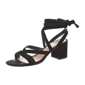 Gianvito Rossi Black Suede Wrap Tie Heels 10